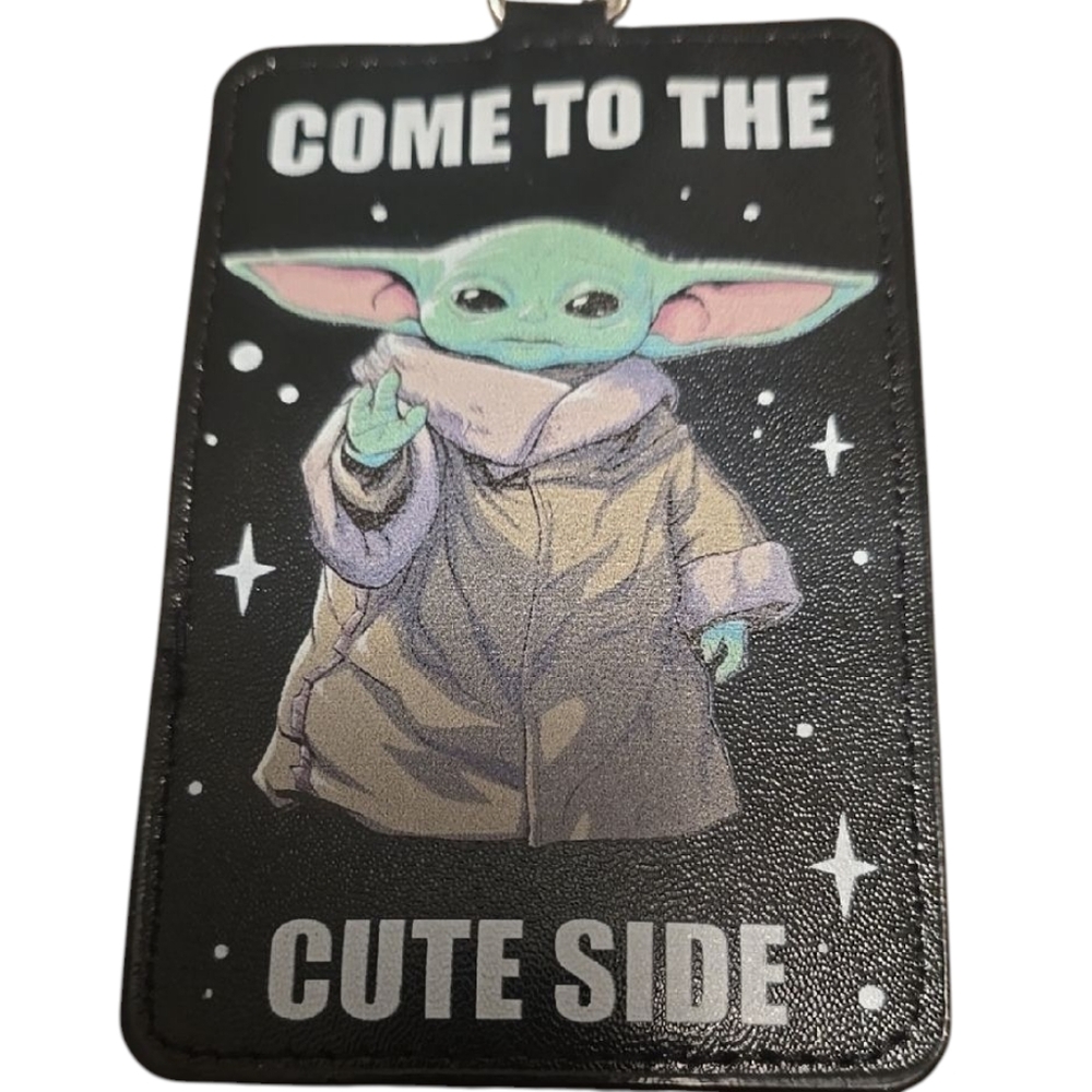 Star Wars The Mandalorian Badge Reel "Come to the Cute Side" Baby Yoda Grogu NWT